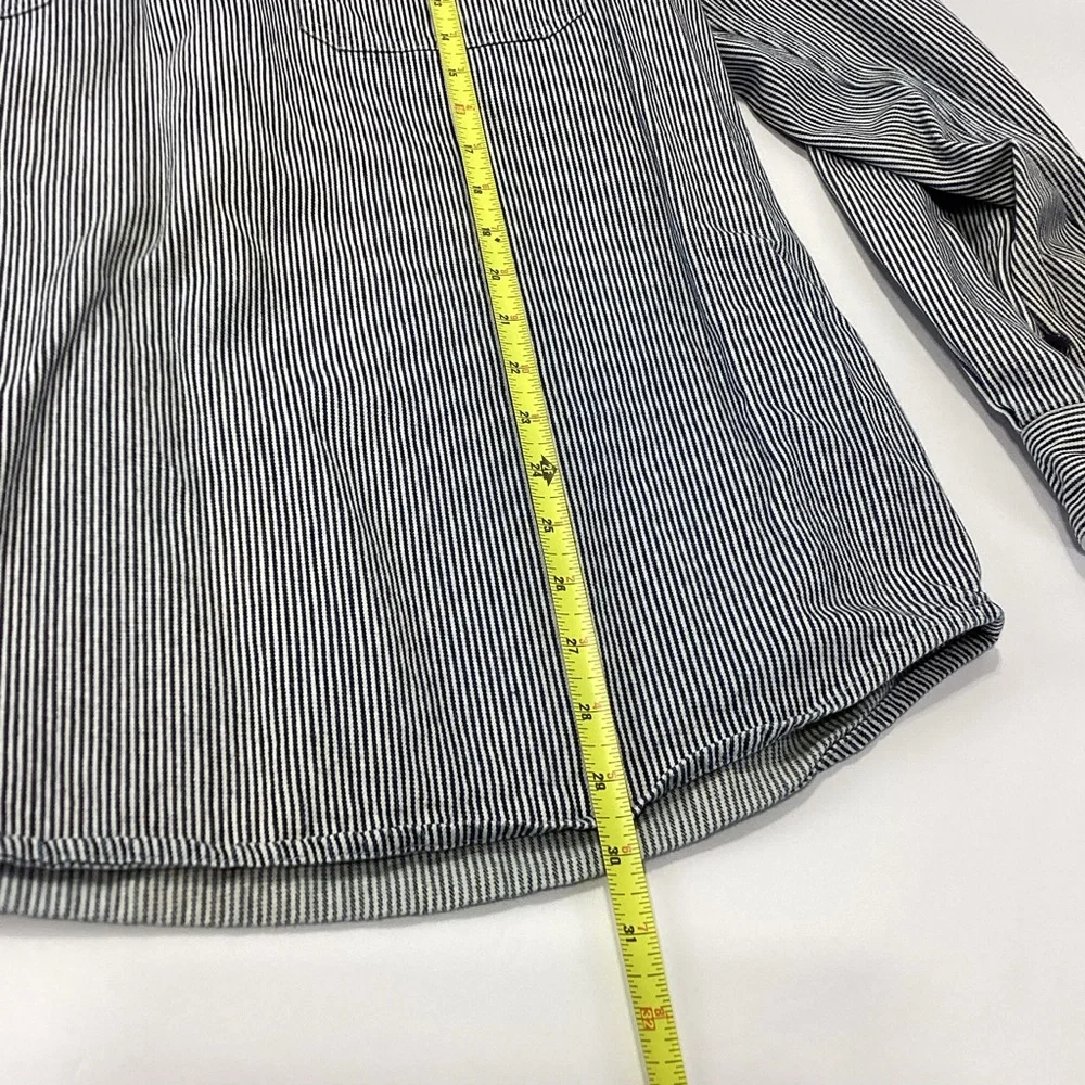 Vintage Carhartt Blue and White Striped Long Sleeve Work Shirt Logger Style M - Picture 6 of 8